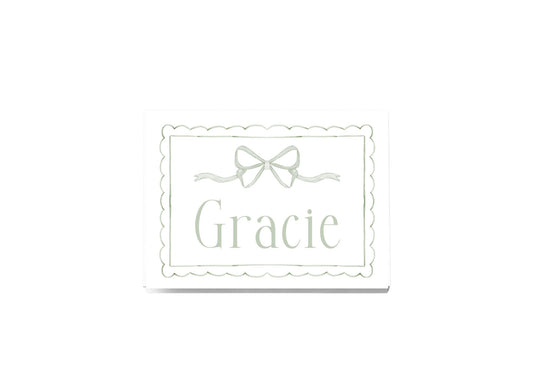 Scallop and Bow Personalized Folded Notecards