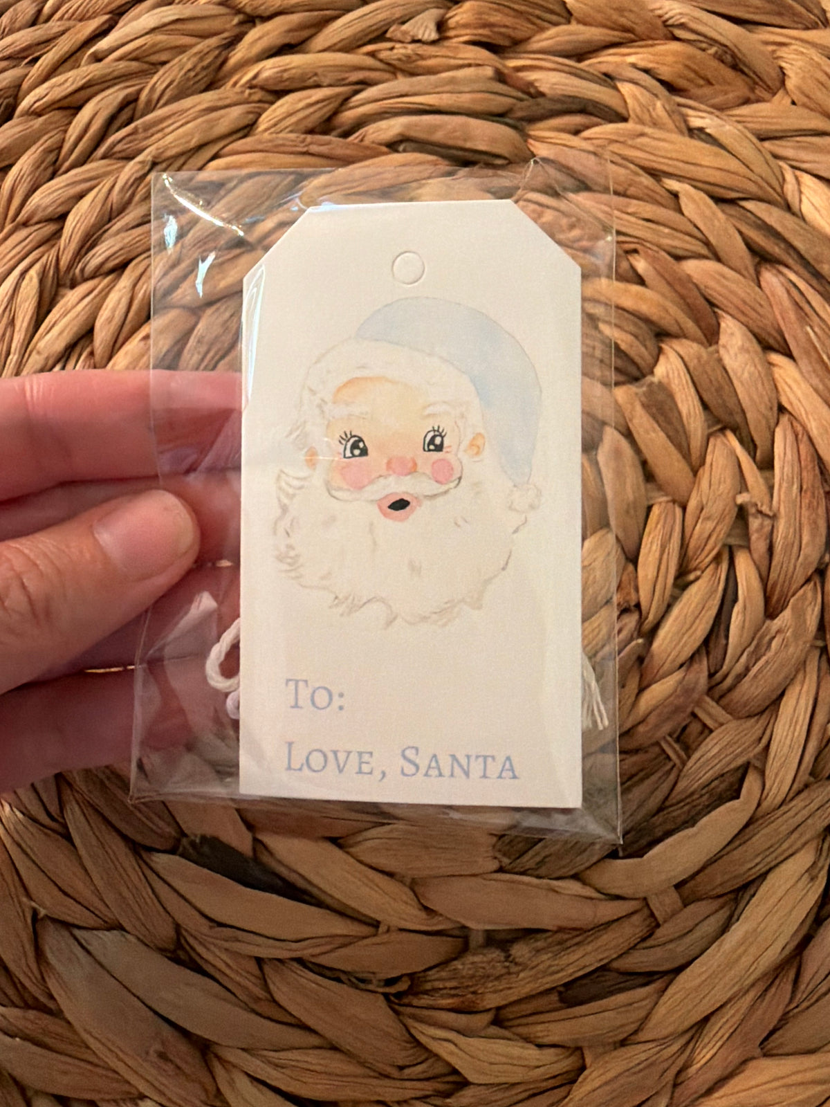 Blue Santa non-personalized tags