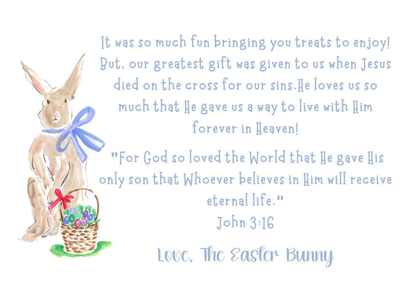 Easter Bunny note- Christ centered