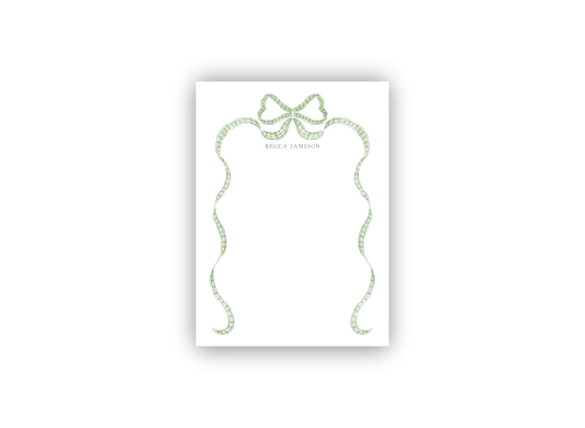 Large Gingham Bow personalized notecards