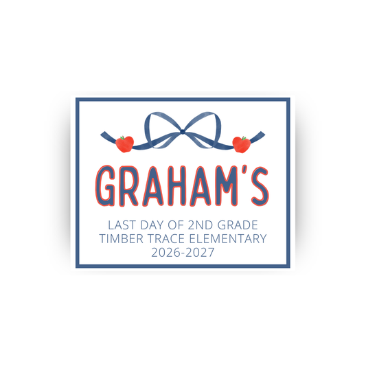 Navy Bow and Apples first/last day signs