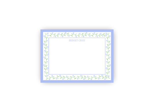 Delicate Blue and Green Floral Personalized Notecards