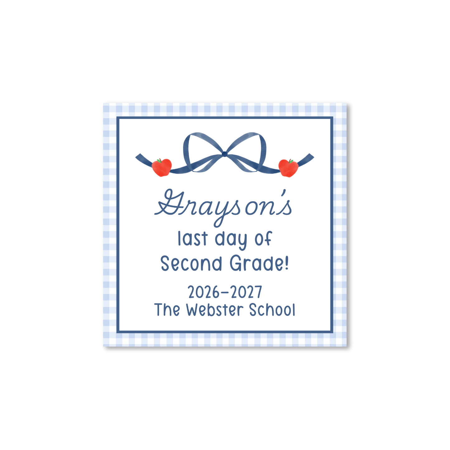 Navy Ribbon and Apples first/last day signs