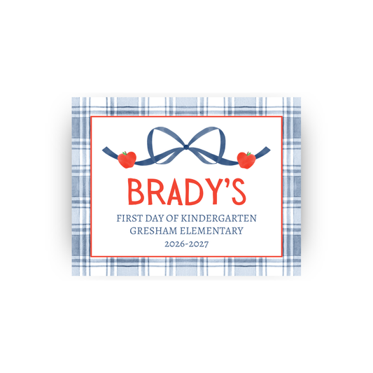 Gingham with Bow and Apples first/last day signs