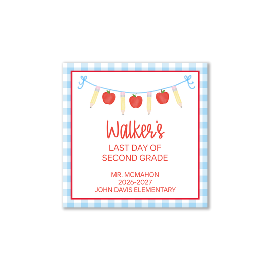Blue Bunting with Apples first/last day signs