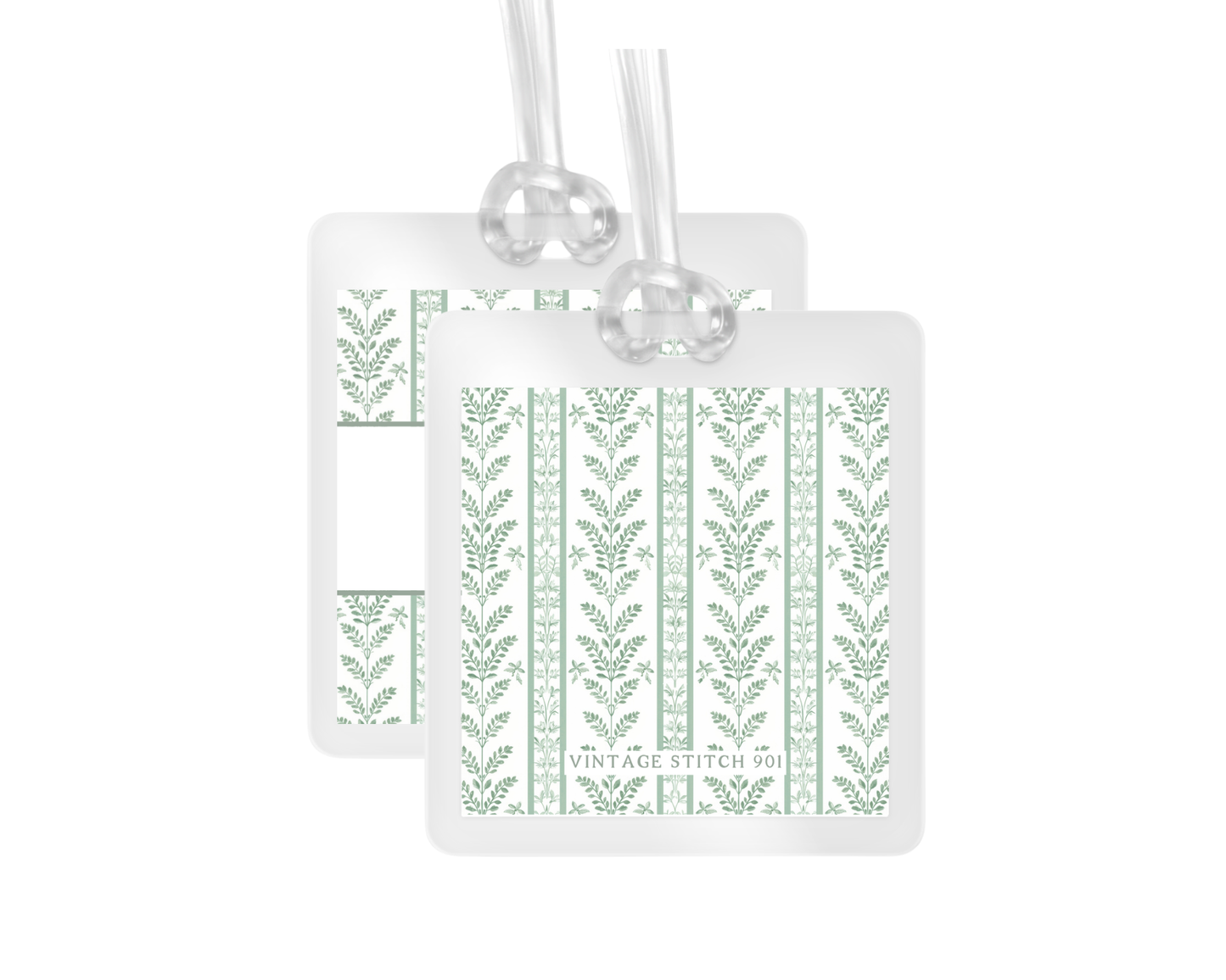 Green Vertical Print personalized bag tags
