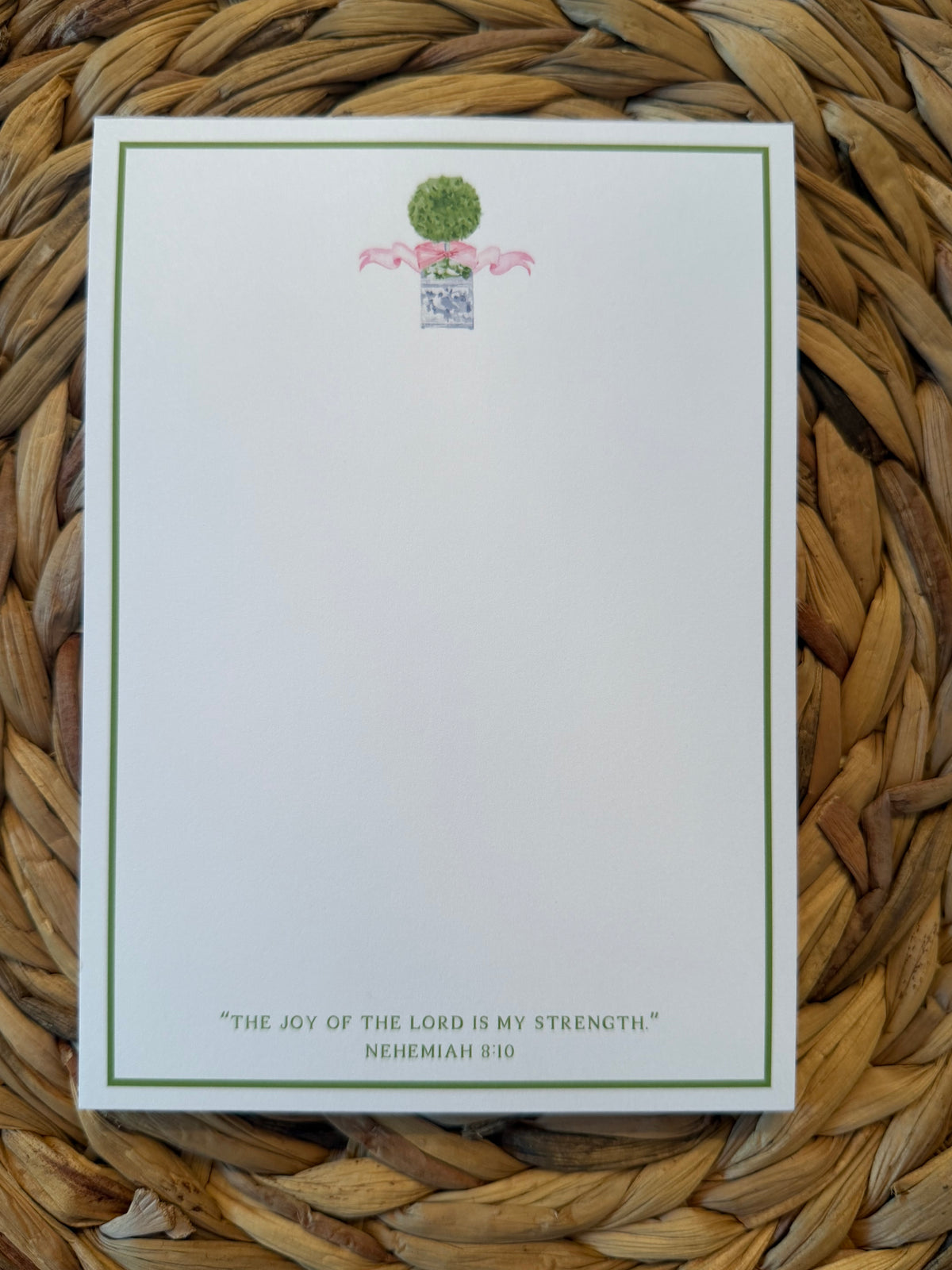 Notepad with topiary and verse
