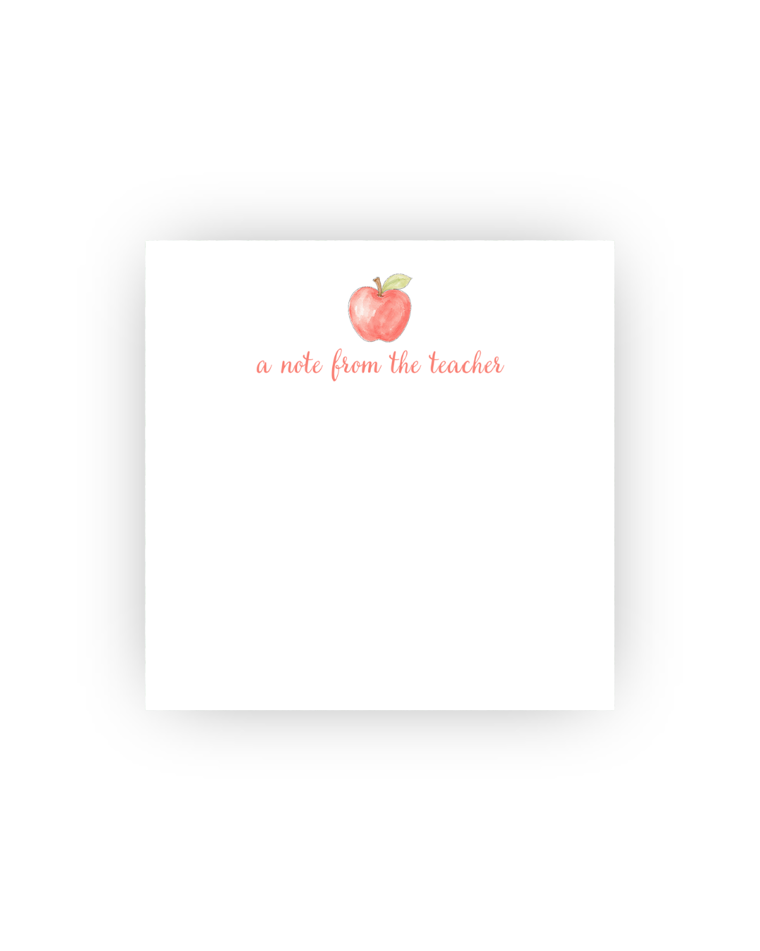 Simple Apple and "A Note from the Teacher" Notepad