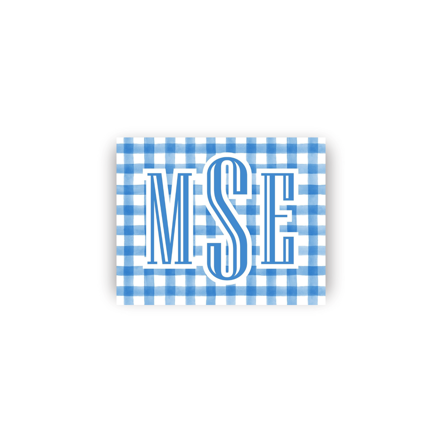 Masculine Gingham Rectangular Monogrammed Vinyl Stickers