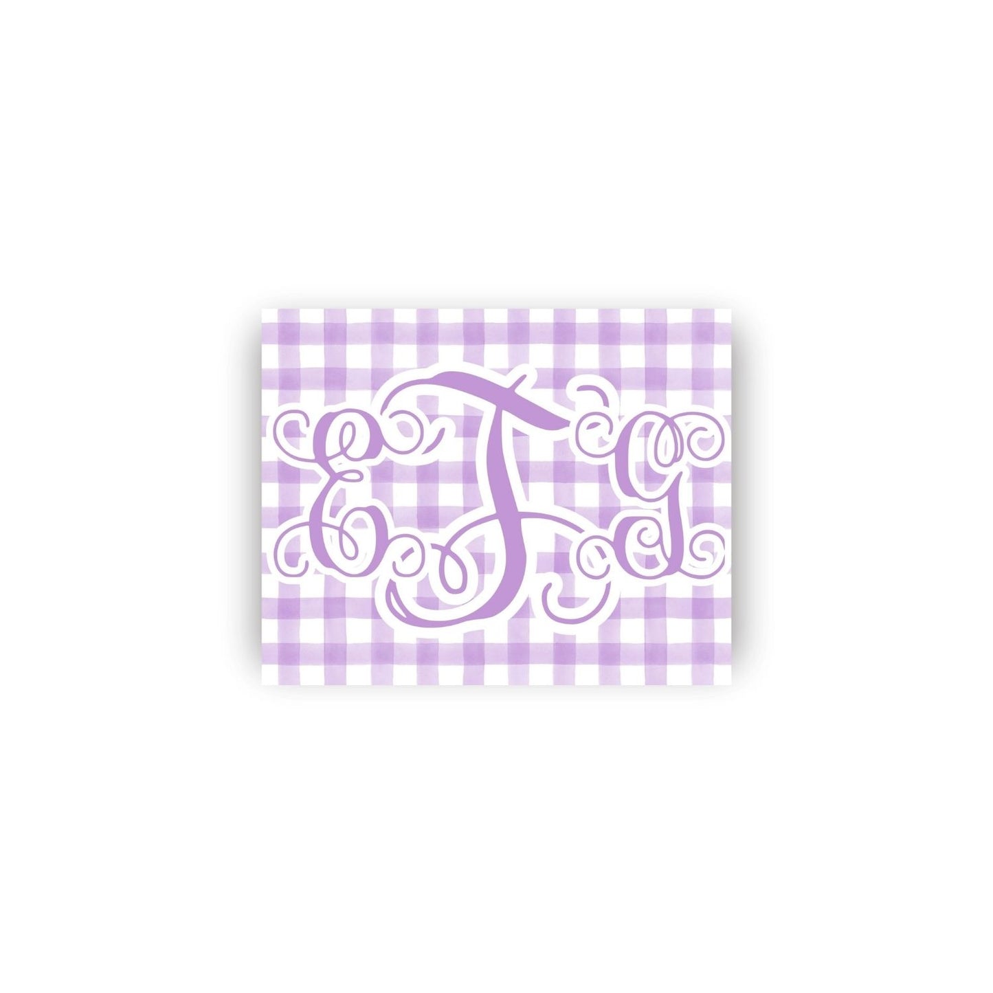Feminine Gingham Rectangular Monogrammed Vinyl Stickers