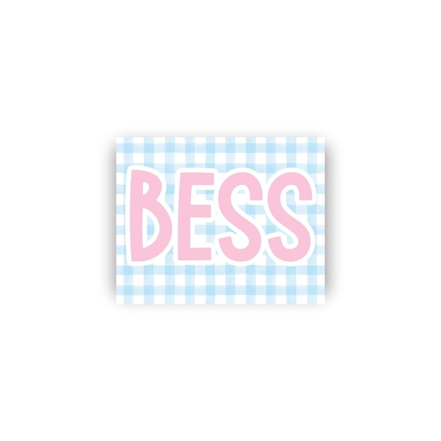 Feminine Gingham Rectangular Name Vinyl Stickers