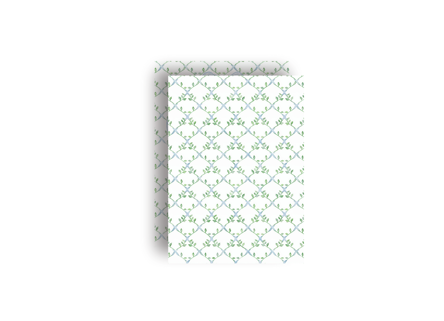 Green and Blue Trellis and Bow Personalized Christmas Card