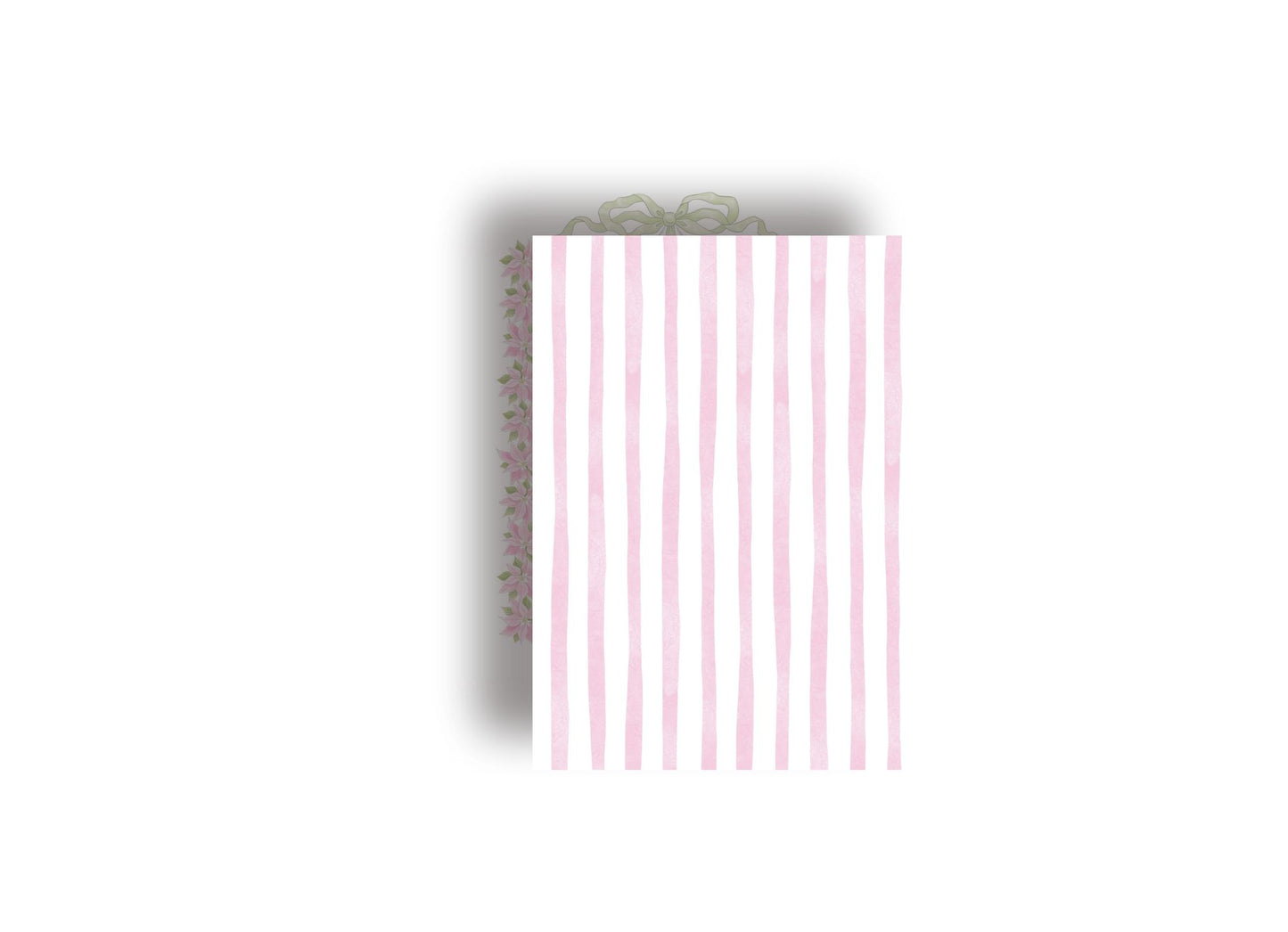 Pink Poinsettia and Bow Personalized Christmas Card