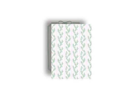 Green Bow Frame and Grandmillennial Print Personalized Christmas Card