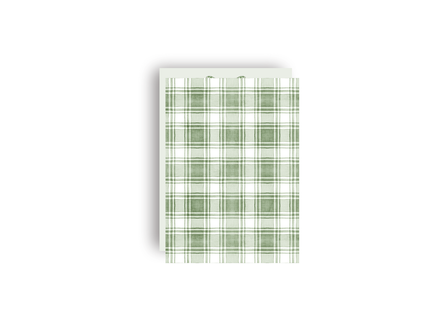 Green Gingham Ribbon Personalized Christmas Card