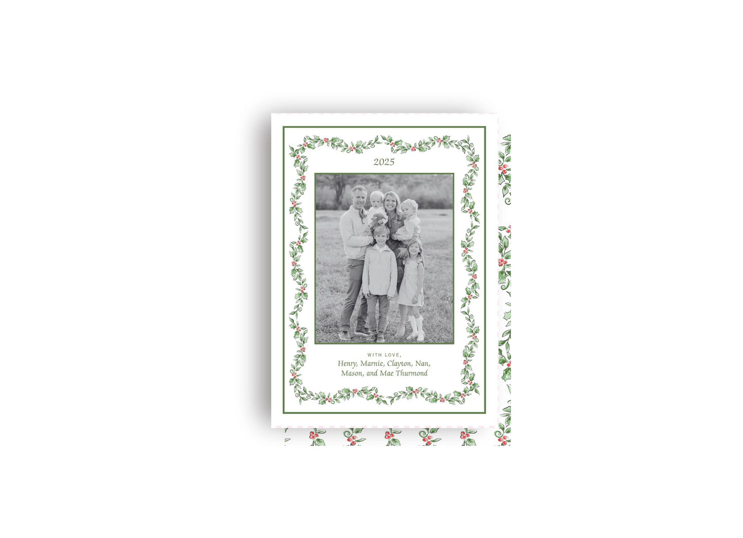 Holly Garland Personalized Christmas Card