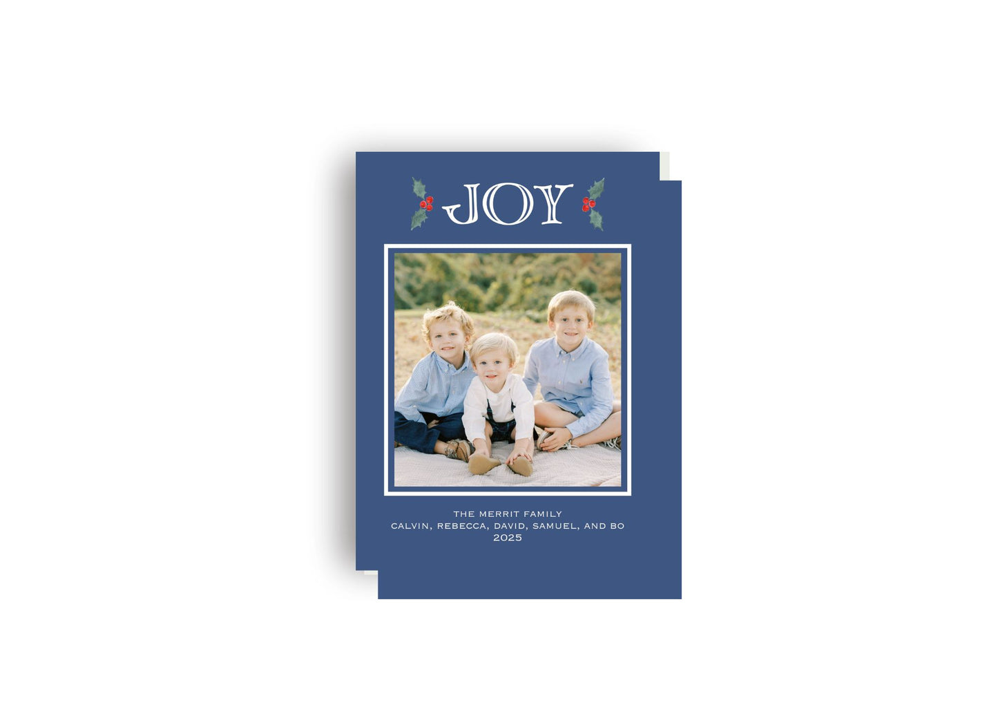 JOY and Mistletoe Personalized Christmas Card