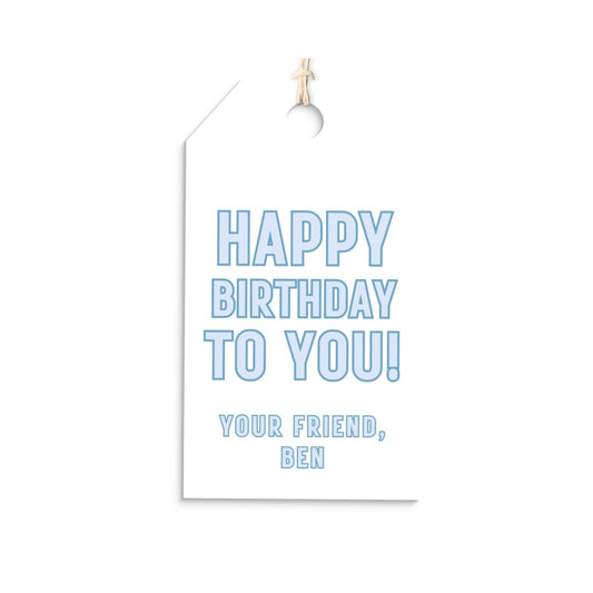 Block Print Birthday tags- blue or pink