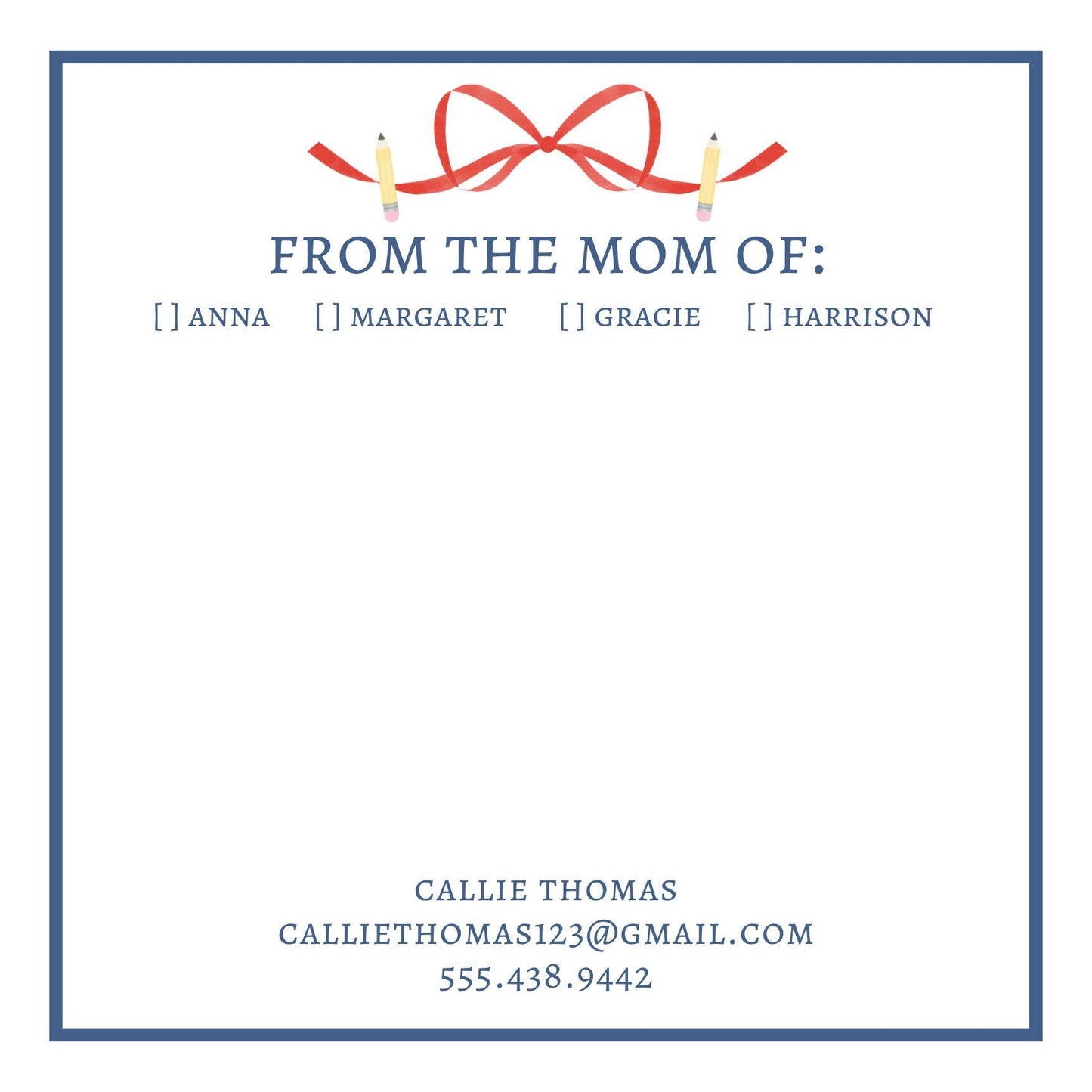 Personalized school notepads for moms