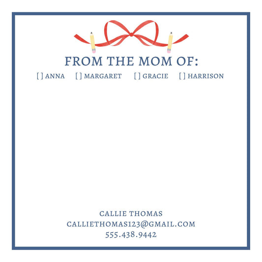 Personalized school notepads for moms
