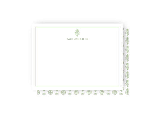 Block print stationery set- green or blue