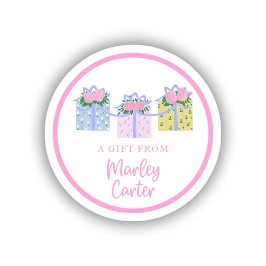 Watercolor presents personalized gift stickers