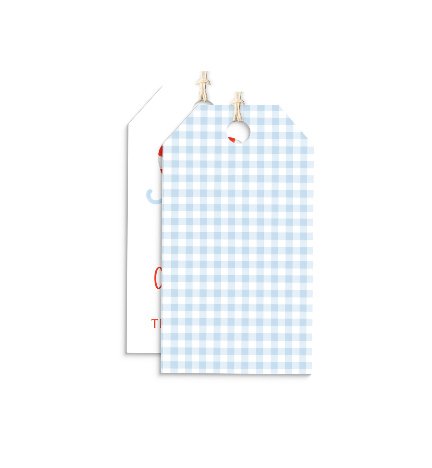 Candy Cane and Bow personalized hang tags