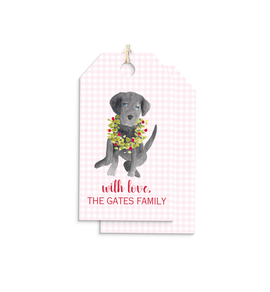 Labrador and Wreath personalized hang tags