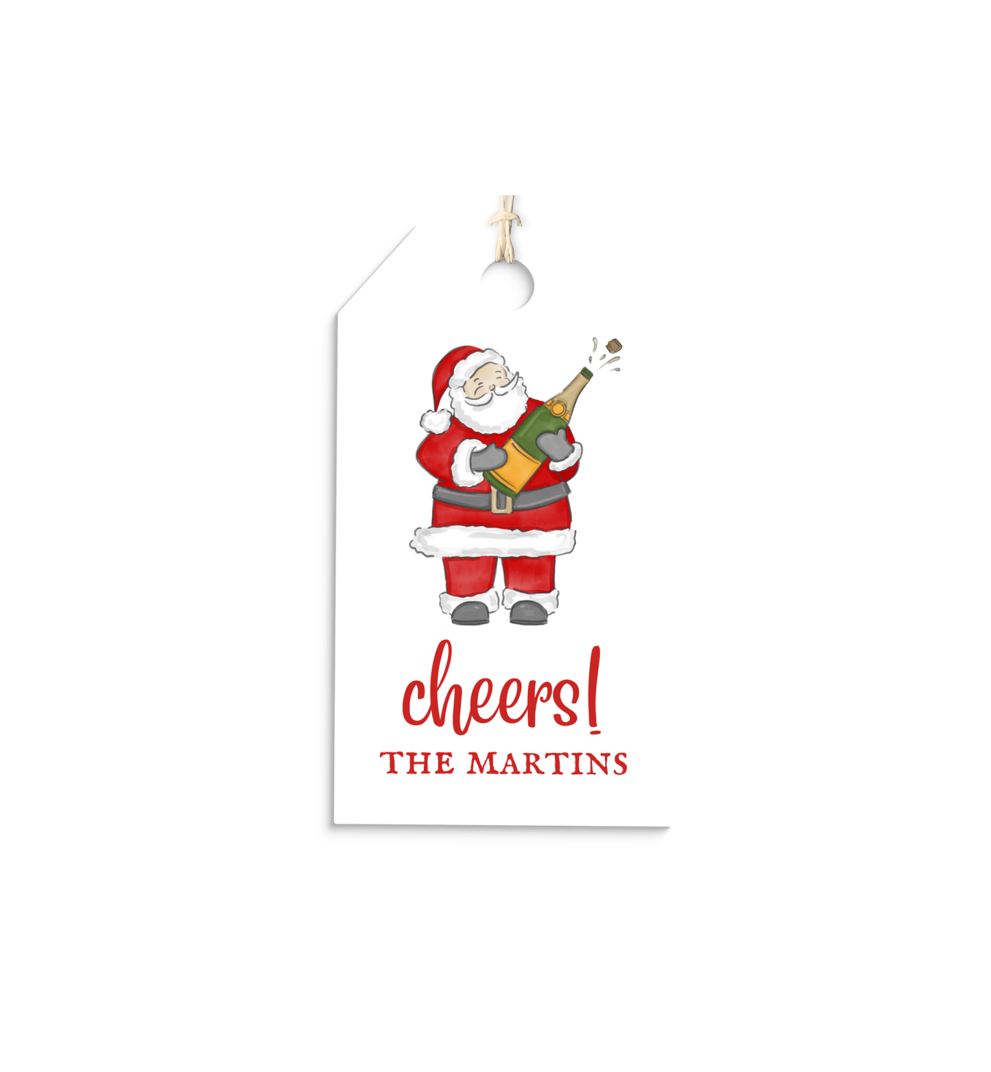 Santa and Champagne personalized hang tags