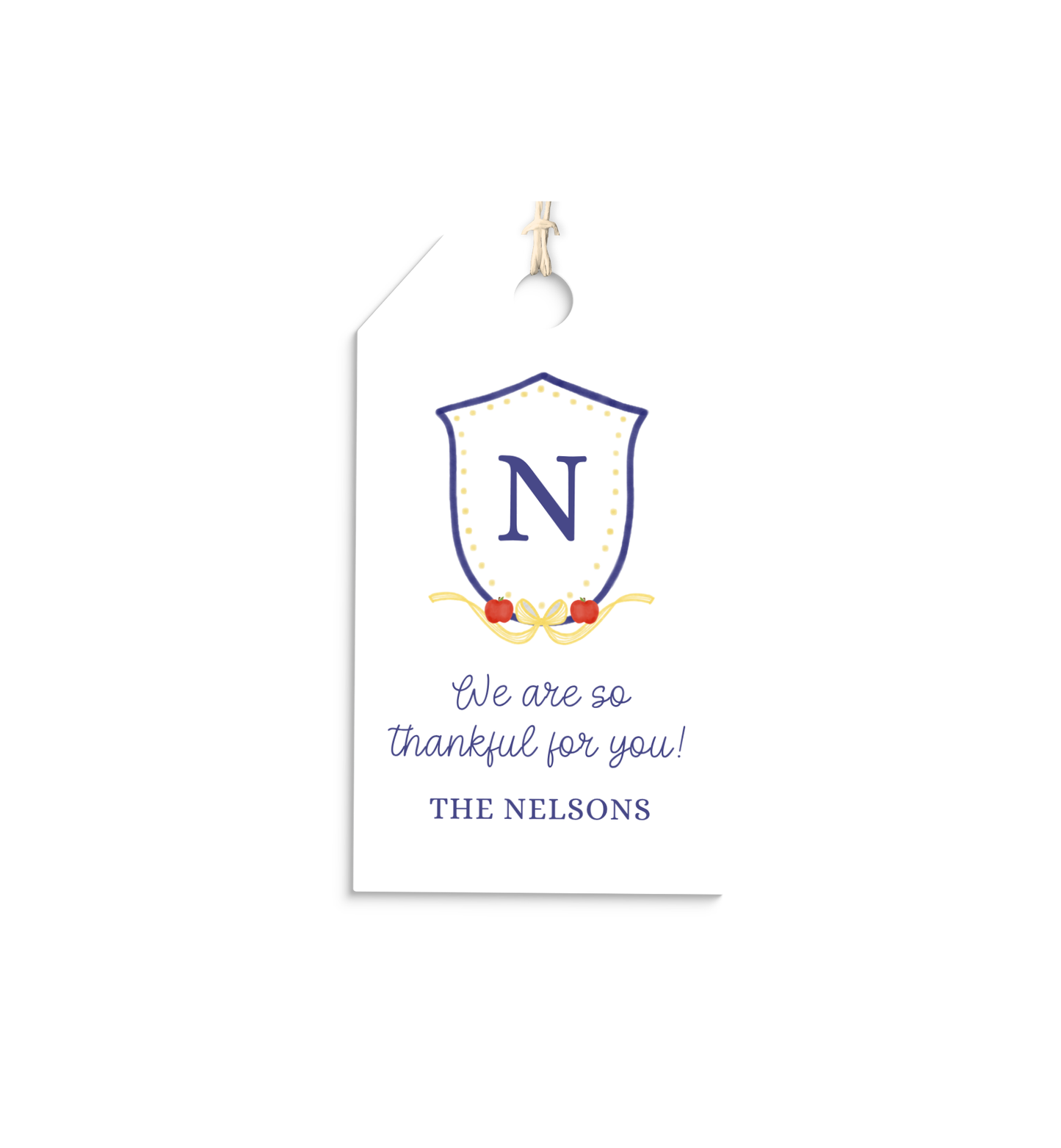 Crest with Apples personalized gift tags