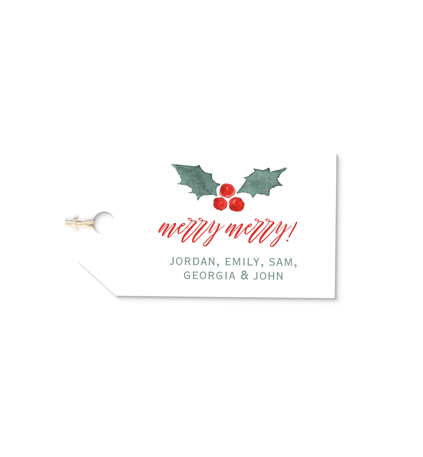Holly Berry Christmas personalized hang tags