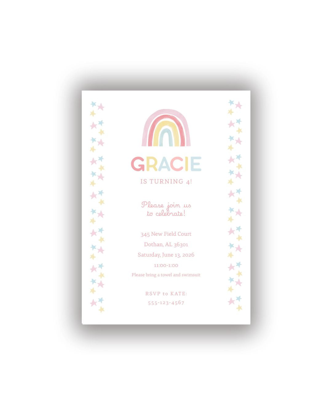 Colorful Rainbow personalized invitations