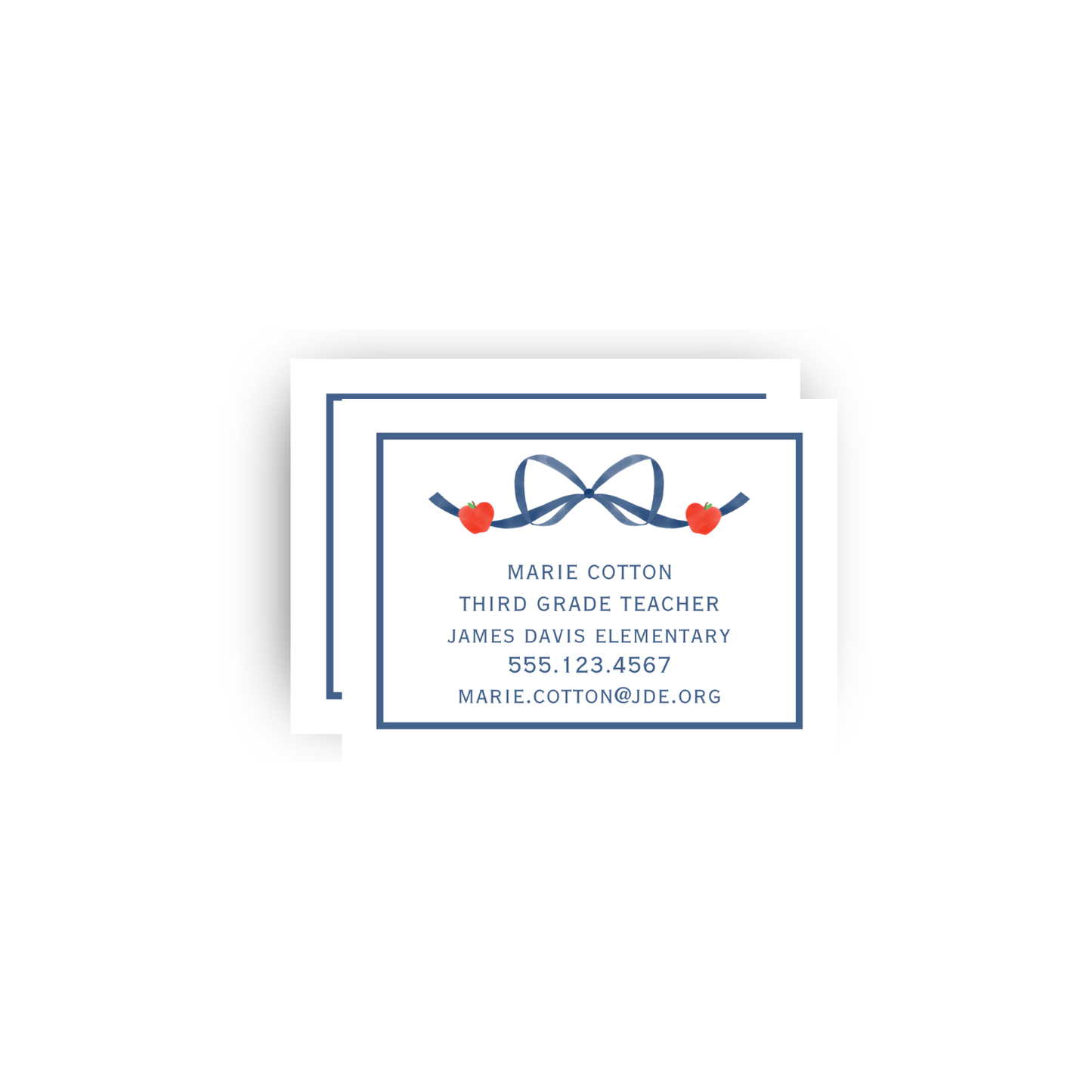 Bow and Apple Teacher business cards
