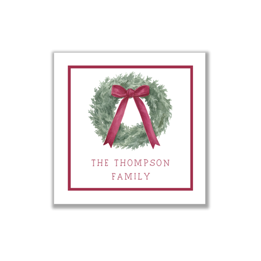 Classic Christmas Wreath Personalized gift tags or stickers