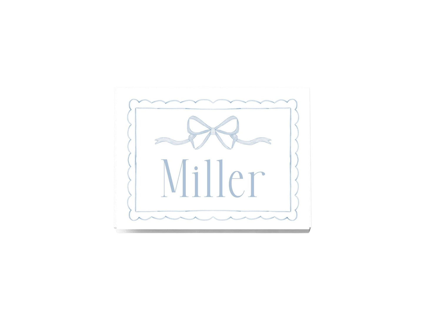 Scallop and Bow Personalized Folded Notecards