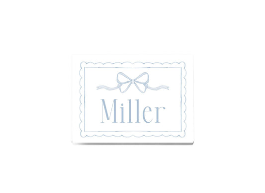 Scallop and Bow Personalized Folded Notecards