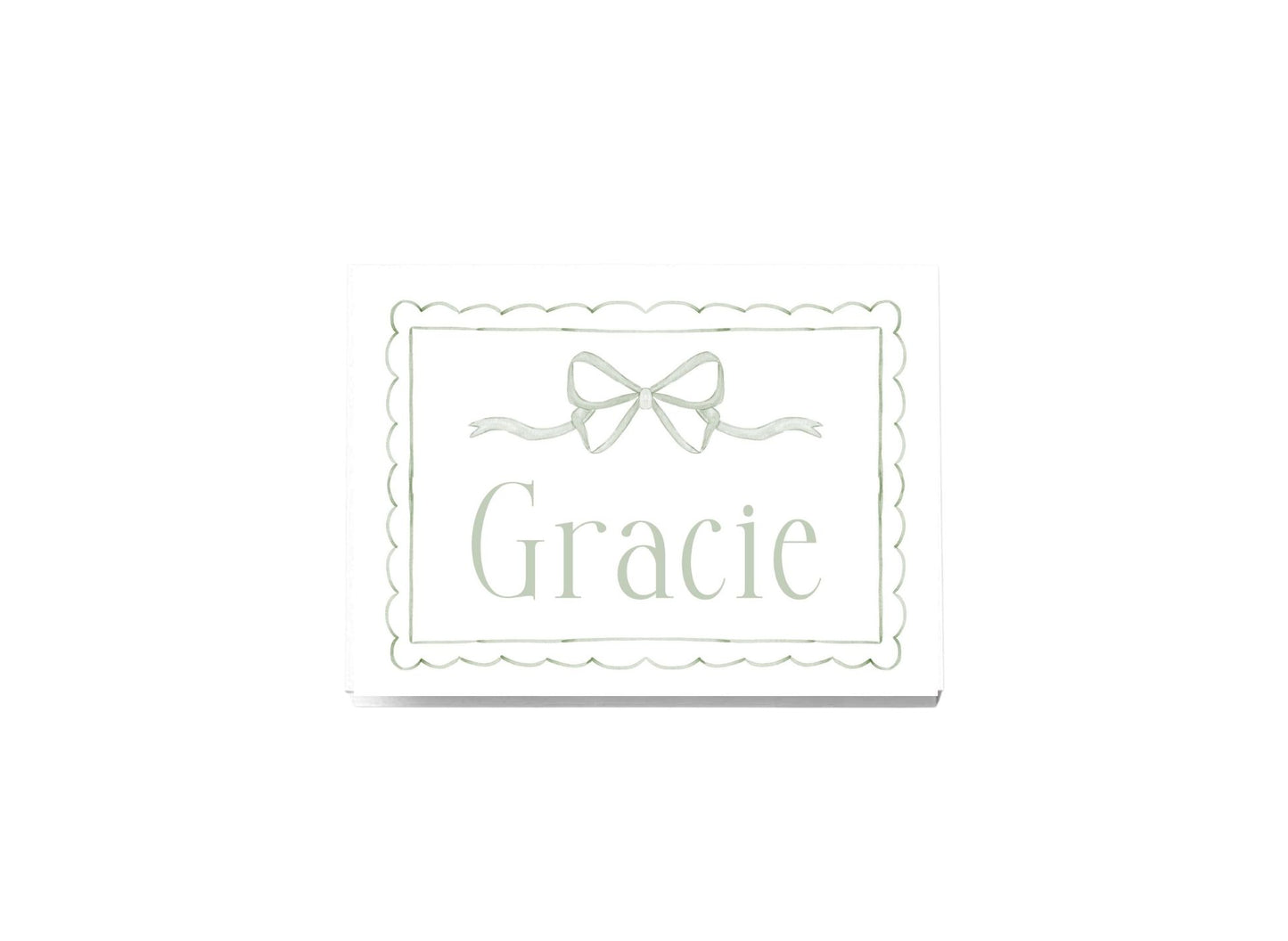 Scallop and Bow Personalized Folded Notecards