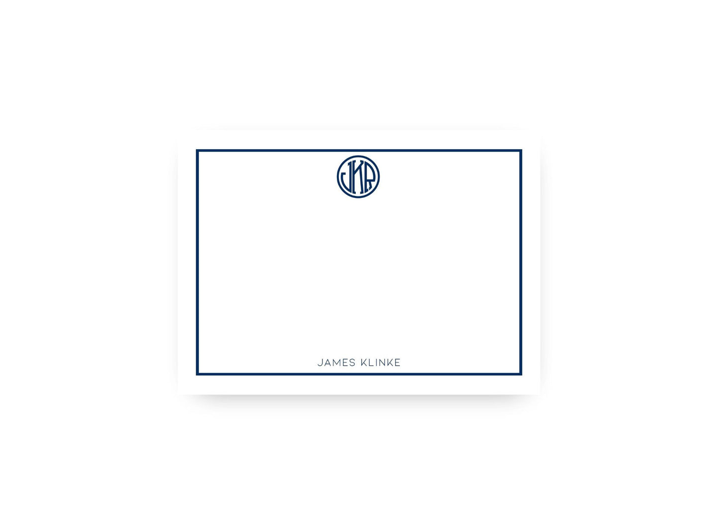 Round monogram personalized flat notecards