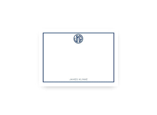 Round monogram personalized flat notecards