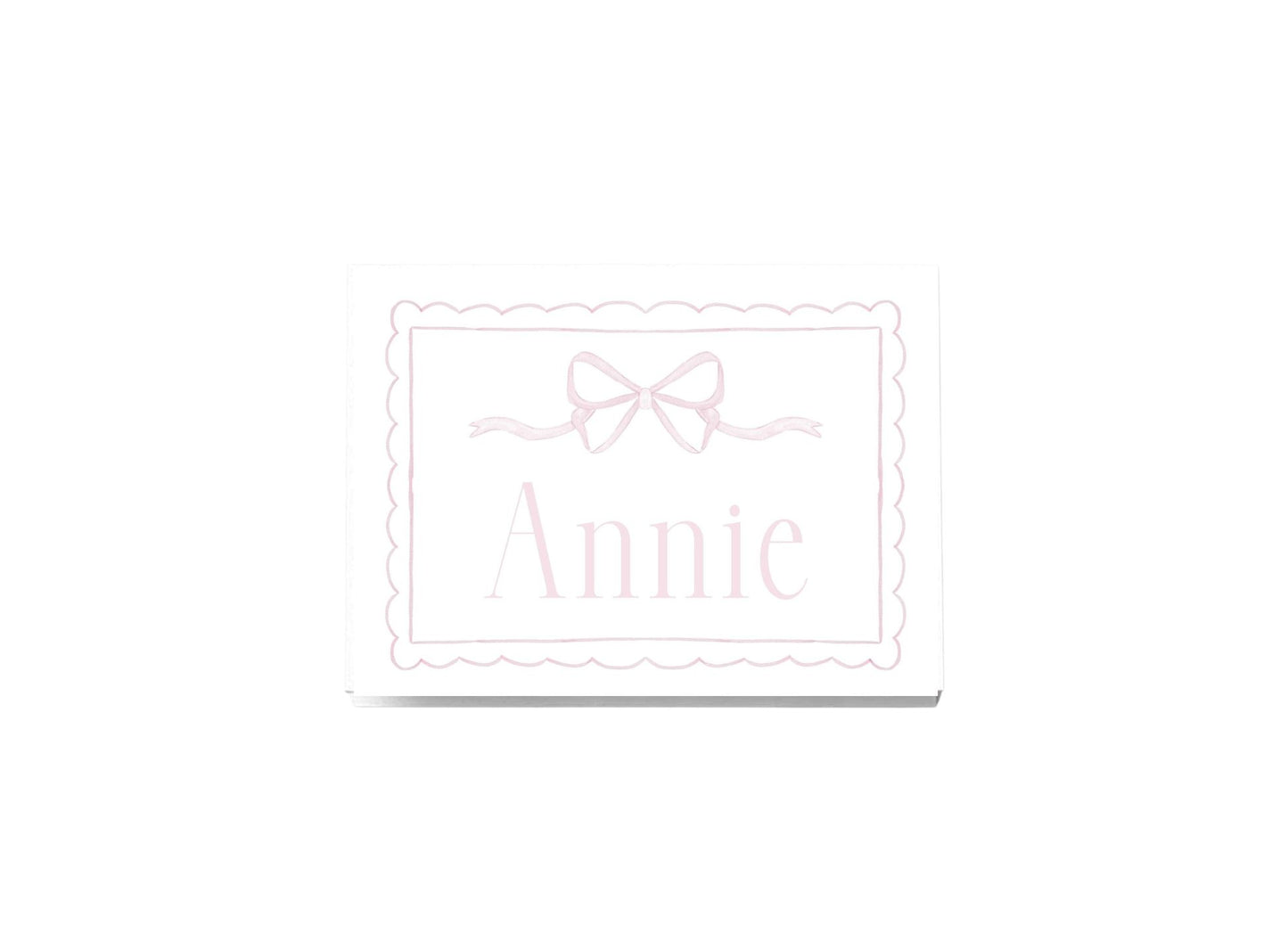 Scallop and Bow Personalized Folded Notecards