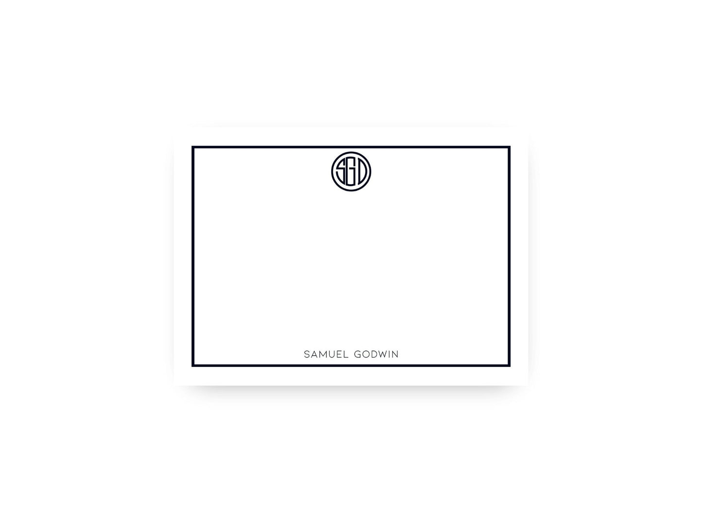 Round monogram personalized flat notecards