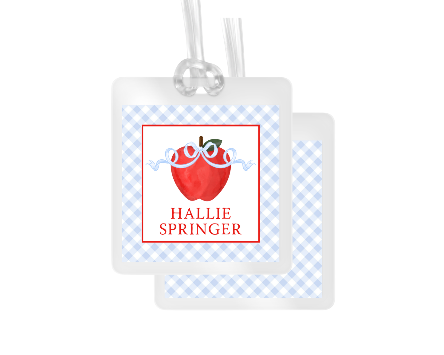 Apple and Bow Personalized Bag Tag