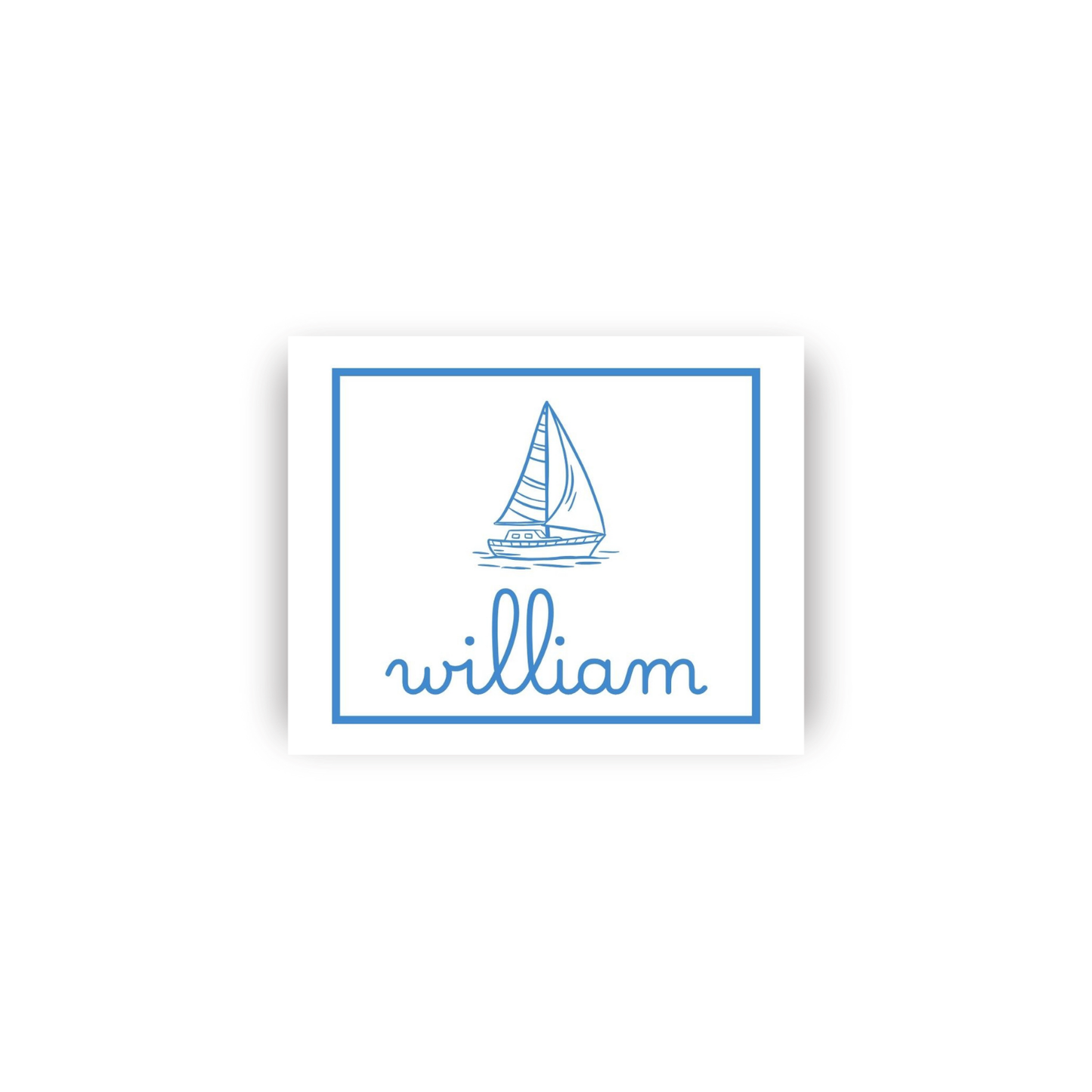 Precious Masculine Rectangular Name Vinyl Stickers with Image
