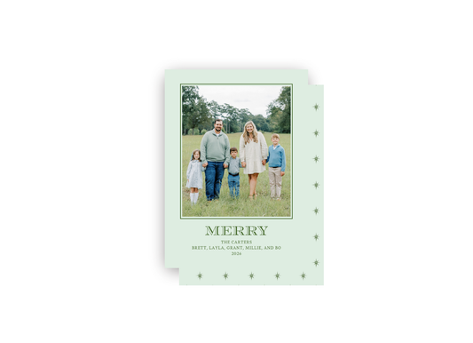Classic "Merry" Personalized Christmas Card