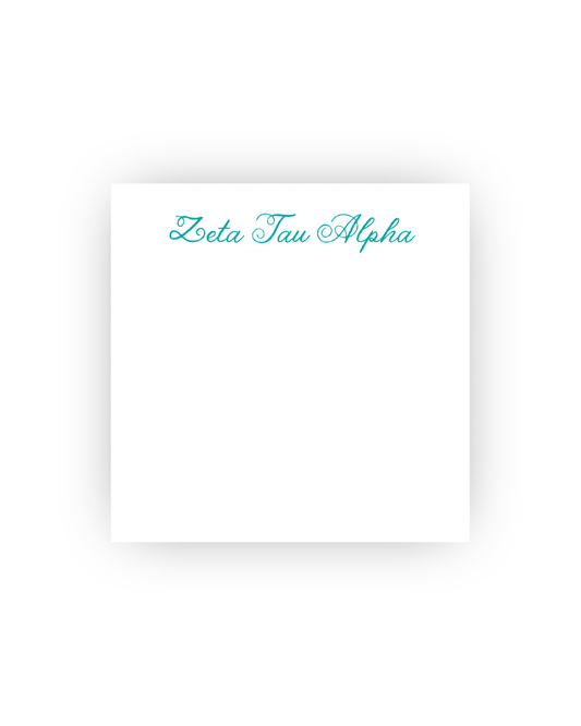 Sorority square notepads with script font