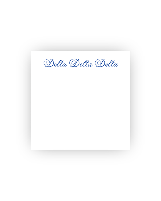 Sorority square notepads with script font