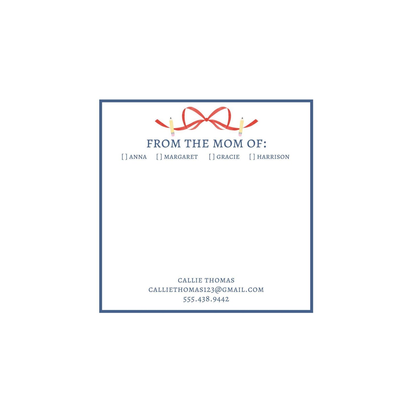 Personalized school notepads for moms