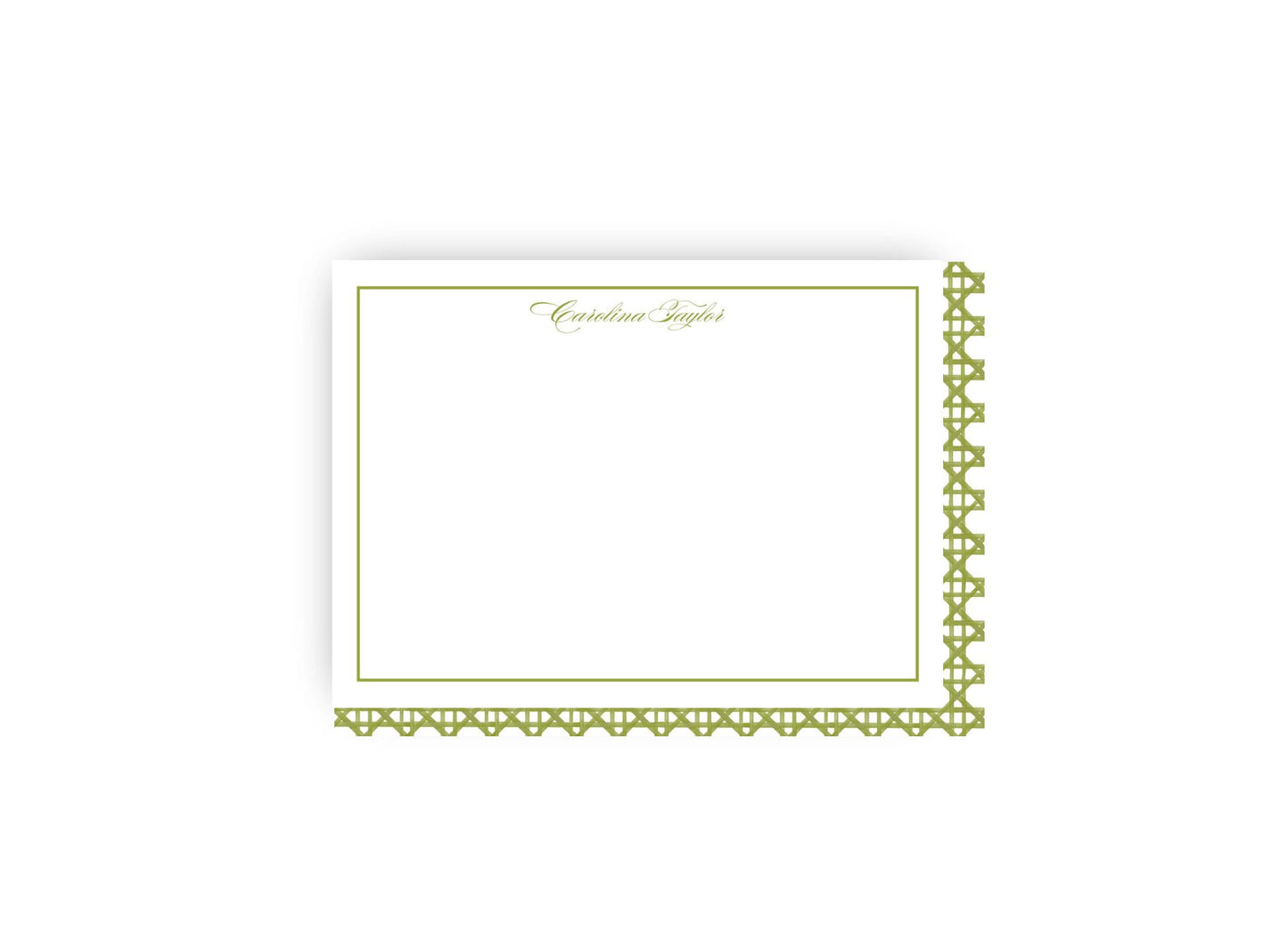 Rattan Cane personalized flat notecards