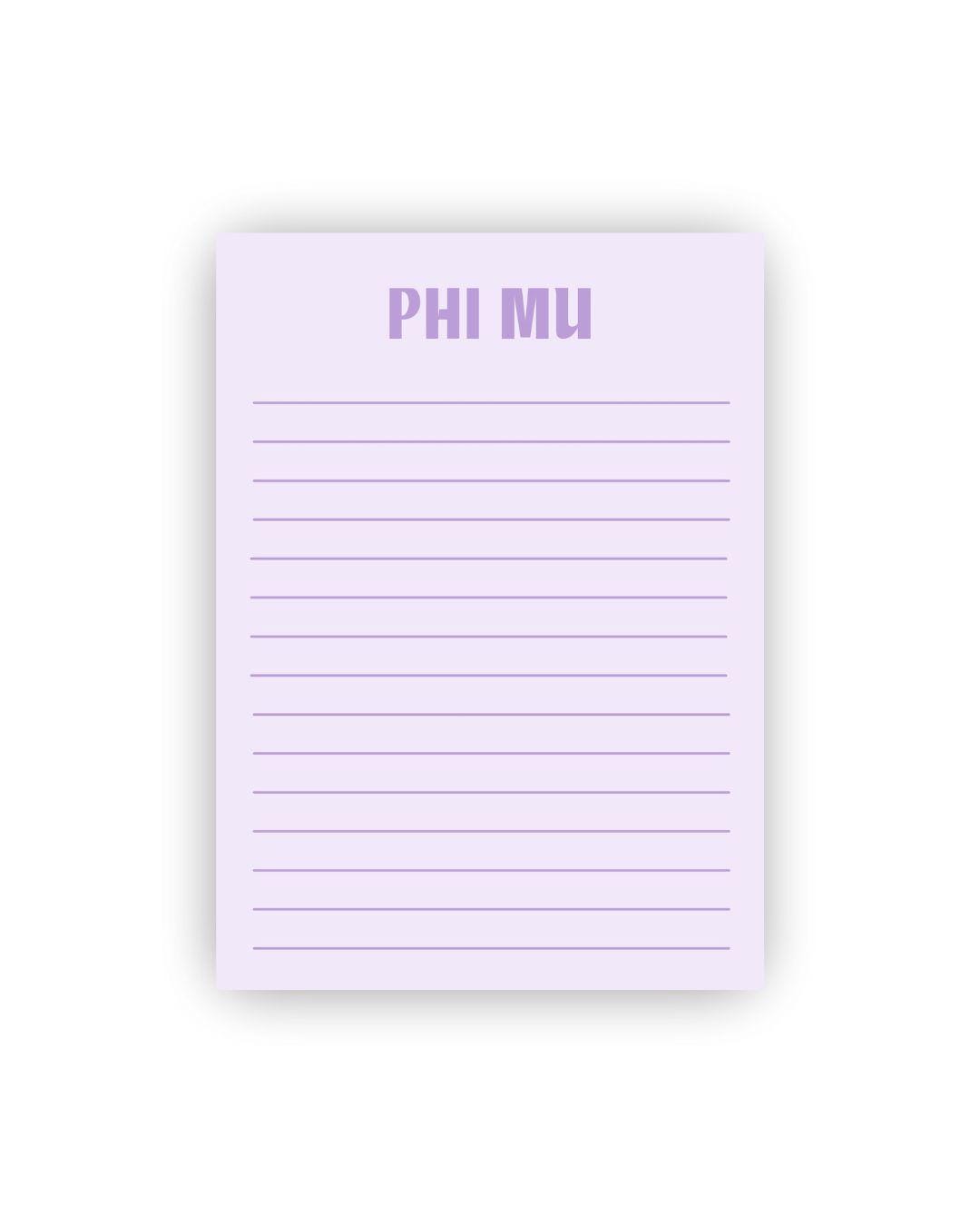 Colorful Sorority Lined Notepads