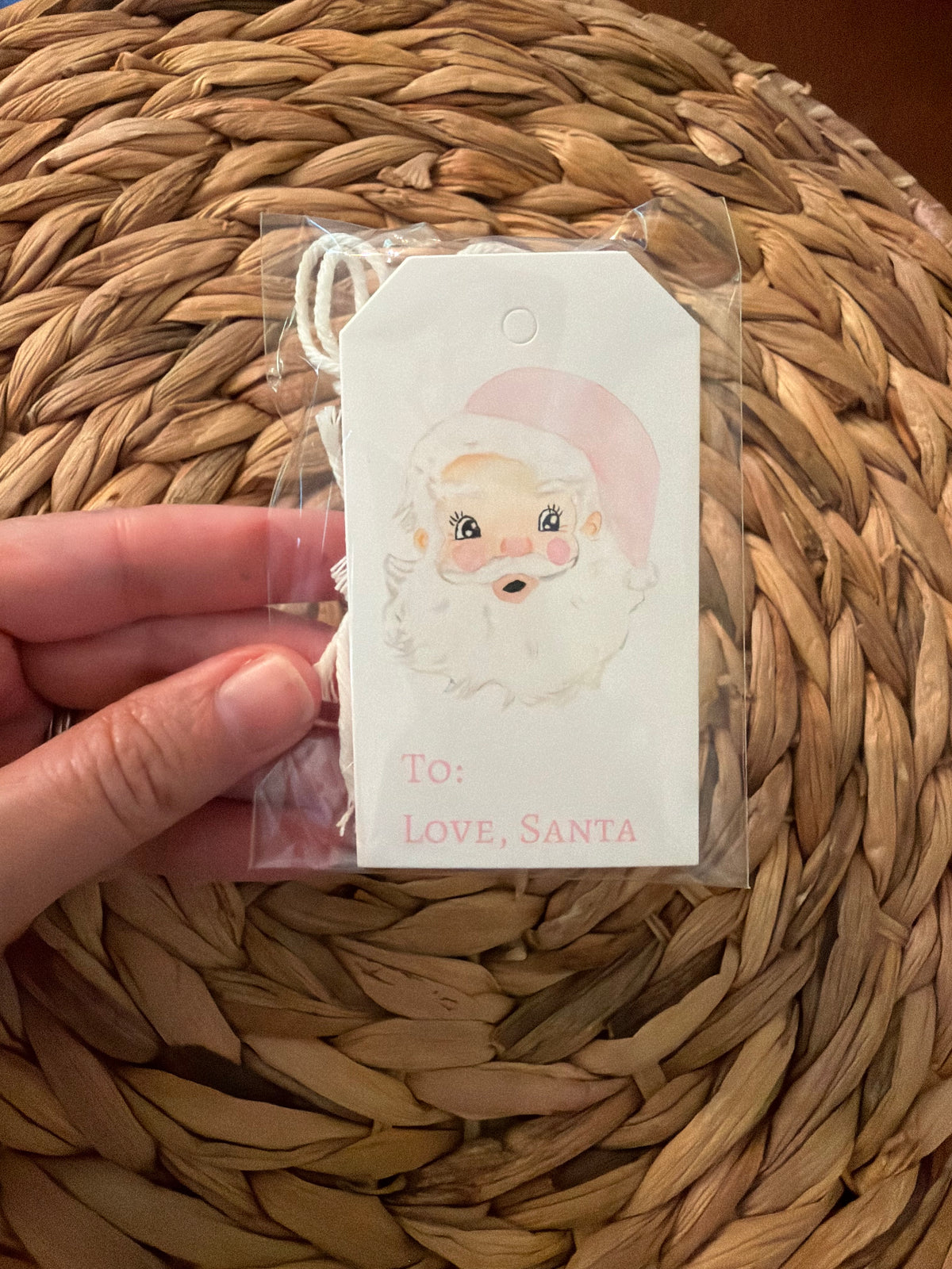 Pink Santa non-personalized tags